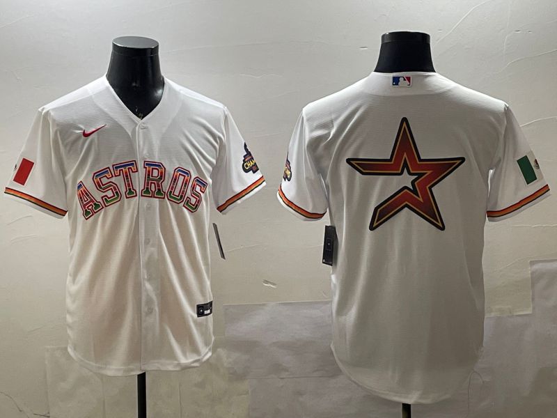 Men Houston Astros Blank White Mexico Game 2025 Nike MLB Jersey style 7